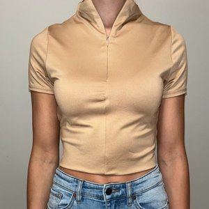 Iris Beige Half Zip Top Size S